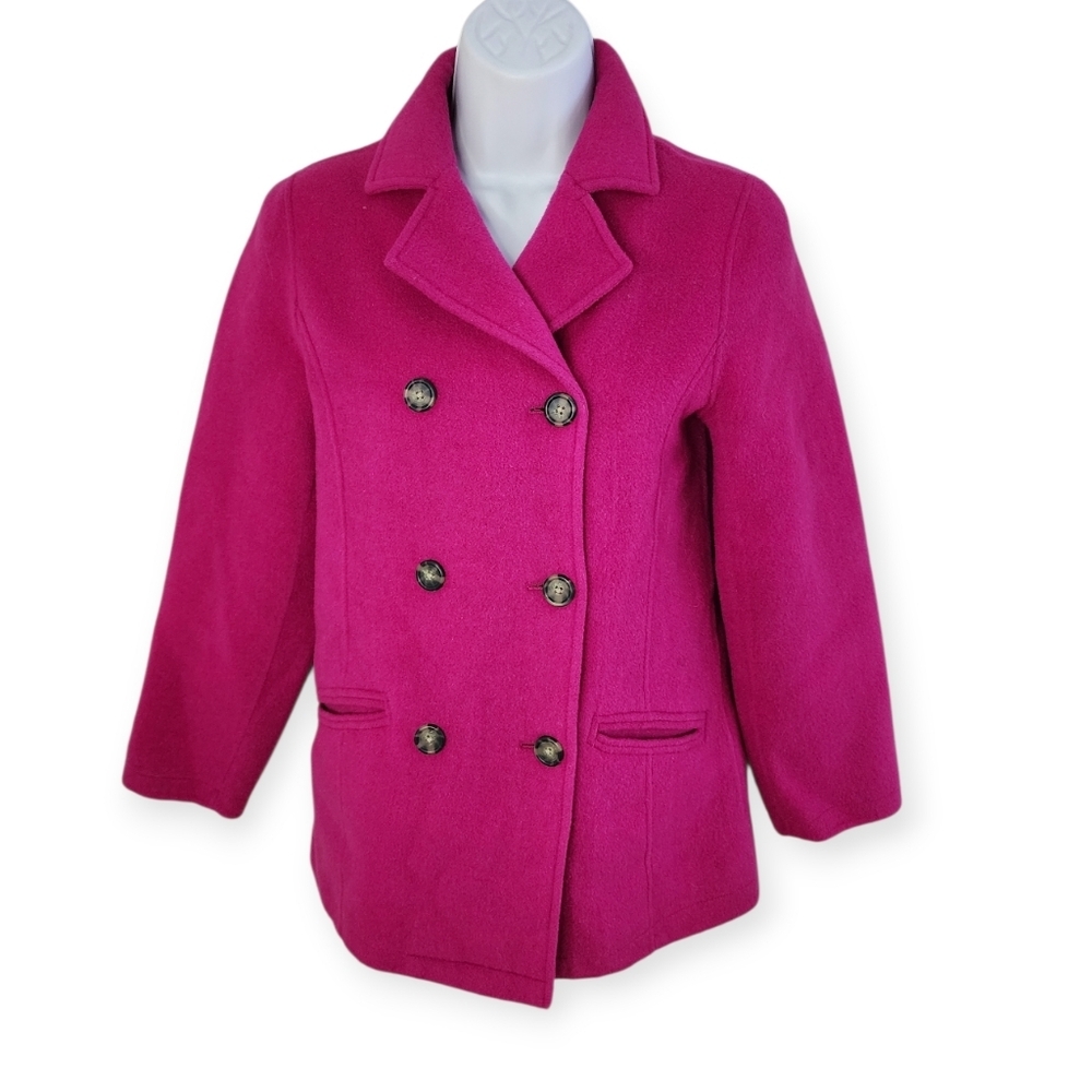 Lilly Pulitzer Girls Fuchsia Wool-Blend Peacoat Jacket | Size 12